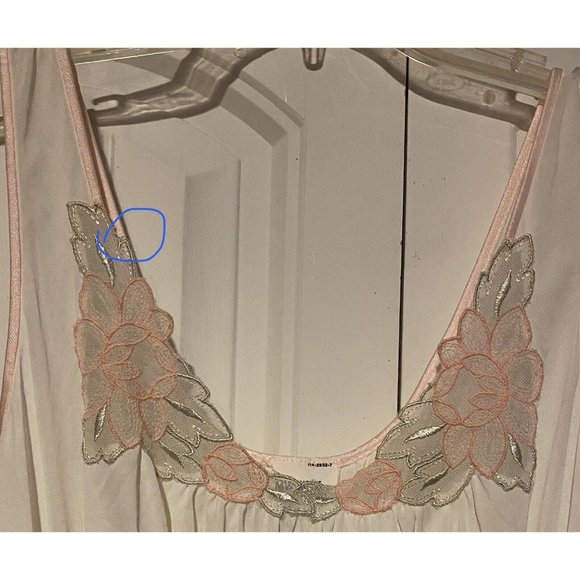 Vintage JCPenney Long Night Gown Pink Floral Stitching Sleeveless Size M READ - Picture 5 of 6
